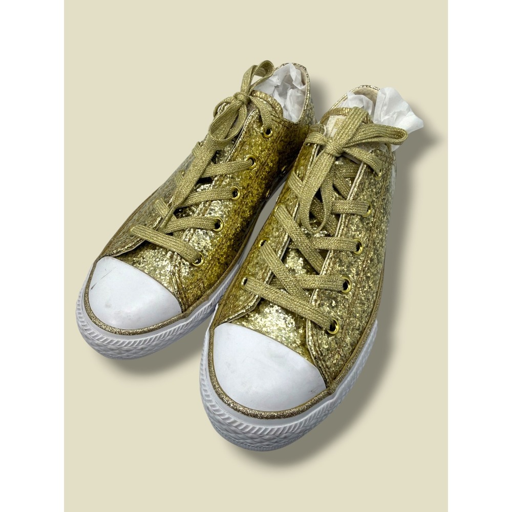 Converse Chuck Taylor All Star Gold Glitter Low Top Youth Sneakers 364687C Sz 3
